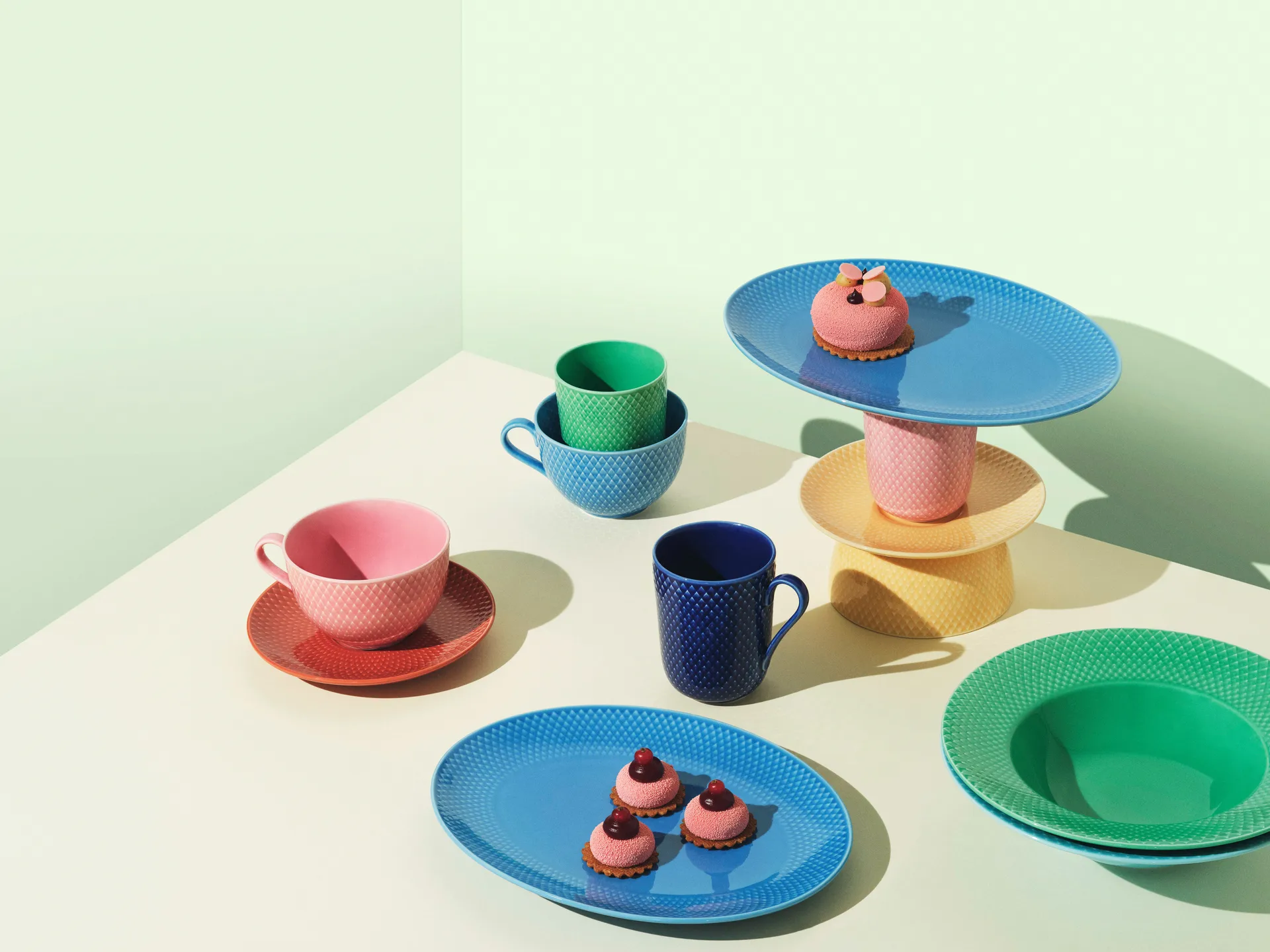 Piatto da portata ovale Rhombe 21,5x28,5 cm, Blu Lyngby Porcelæn