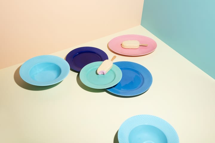 Piatto fondo Rhombe Ø 24,5 cm, turchese Lyngby Porcelæn