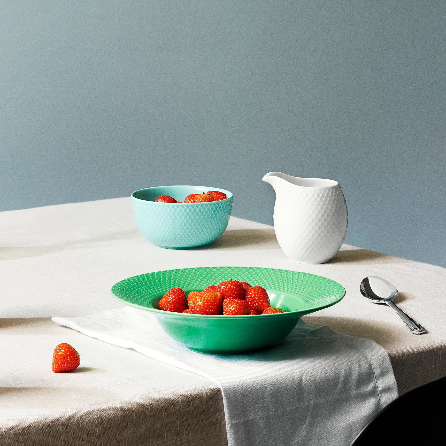 Piatto fondo Rhombe verde, 24,5 cm Lyngby Porcelæn