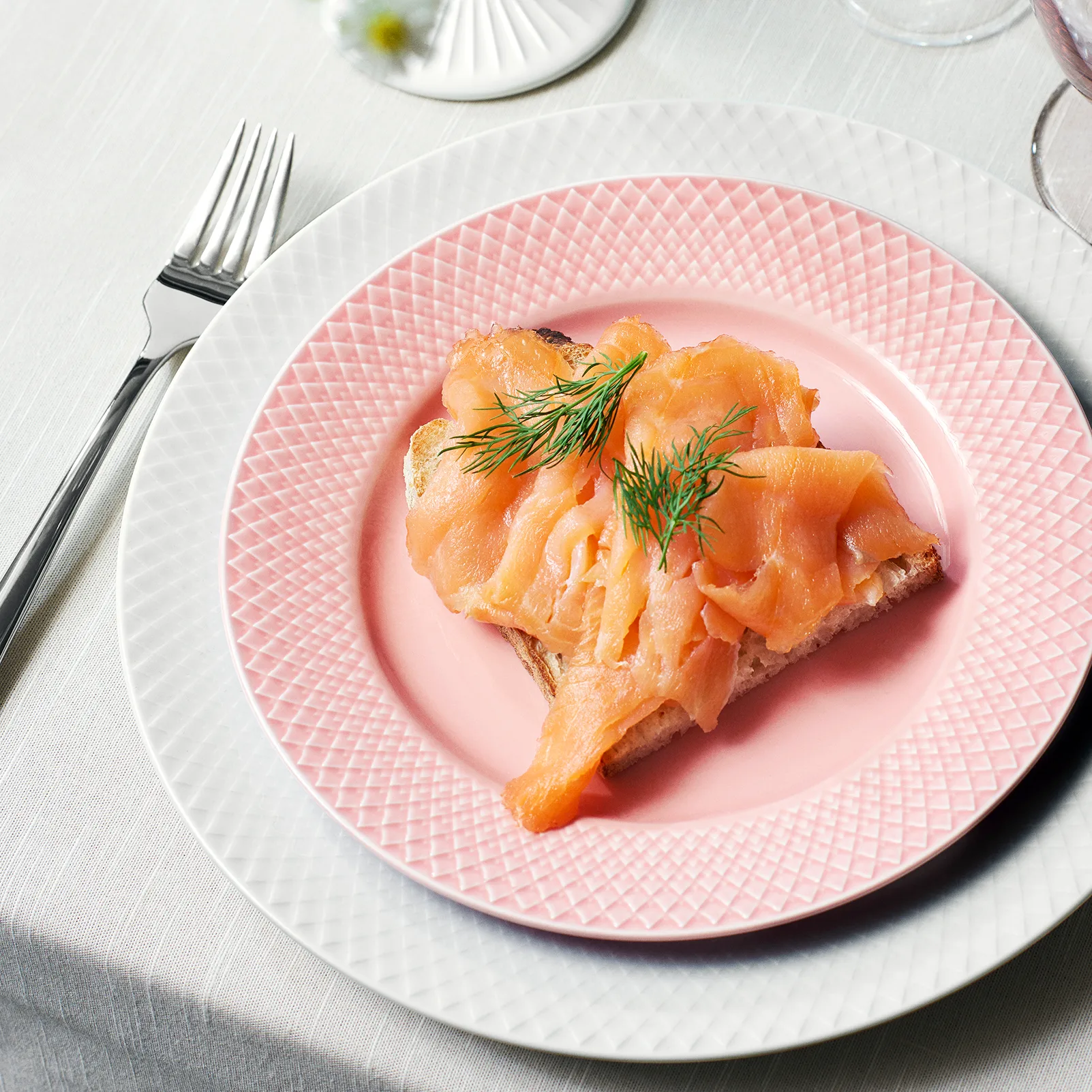 Piatto Rhombe rosa, 21 cm Lyngby Porcelæn