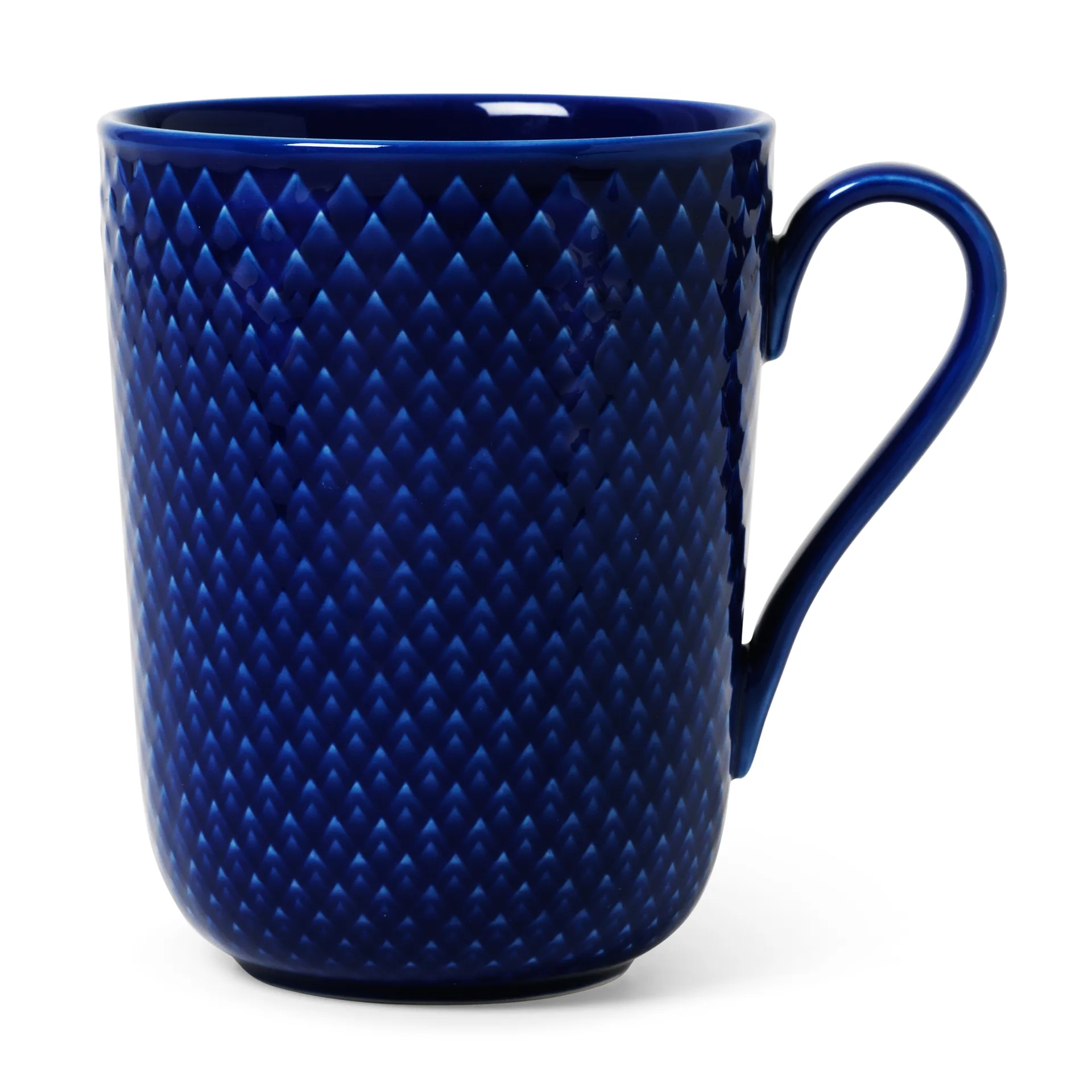 Tazza con manico Rhombe 33 cl, Blu scuro Lyngby Porcelæn