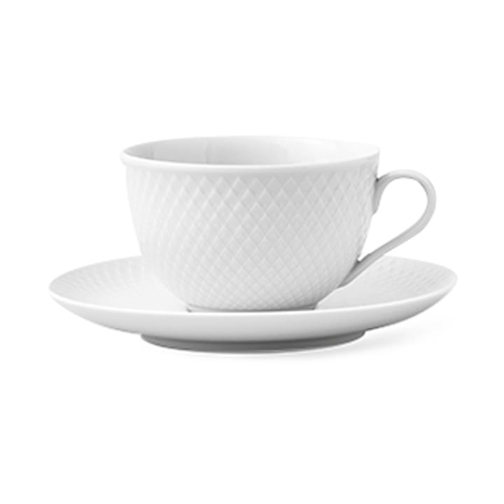 Tazza da tè con piattino Rhombe 24 cl - Bianco - Lyngby Porcelæn
