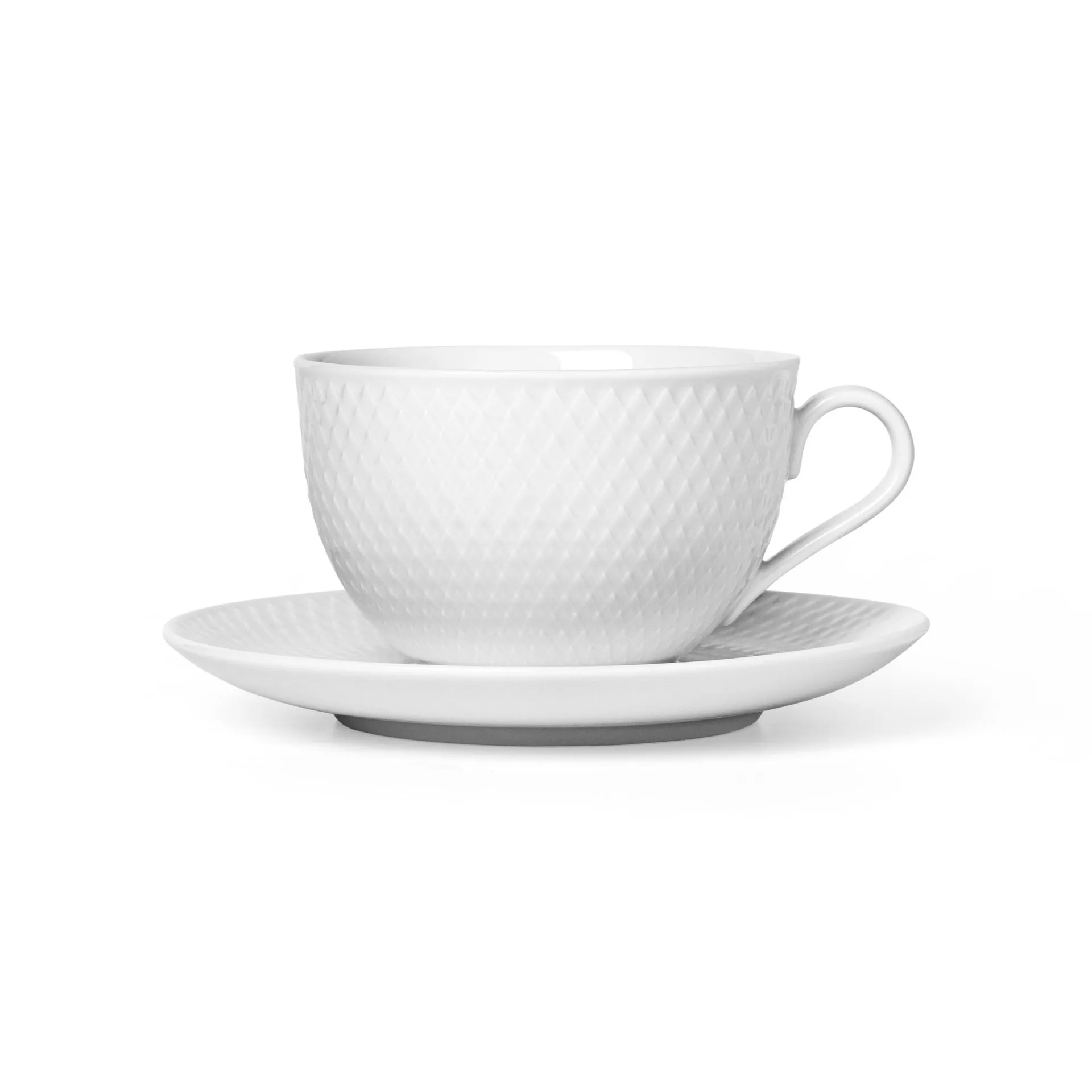 Tazza da tè con piattino Rhombe, bianco Lyngby Porcelæn