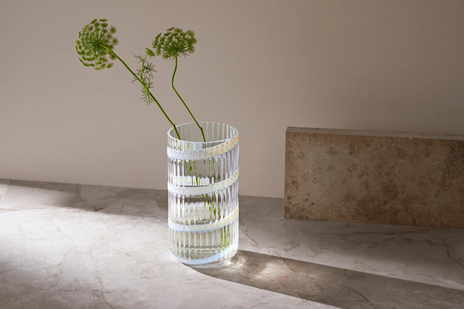 Vaso Lyngby, White swirl, 25 cm Lyngby Porcelæn