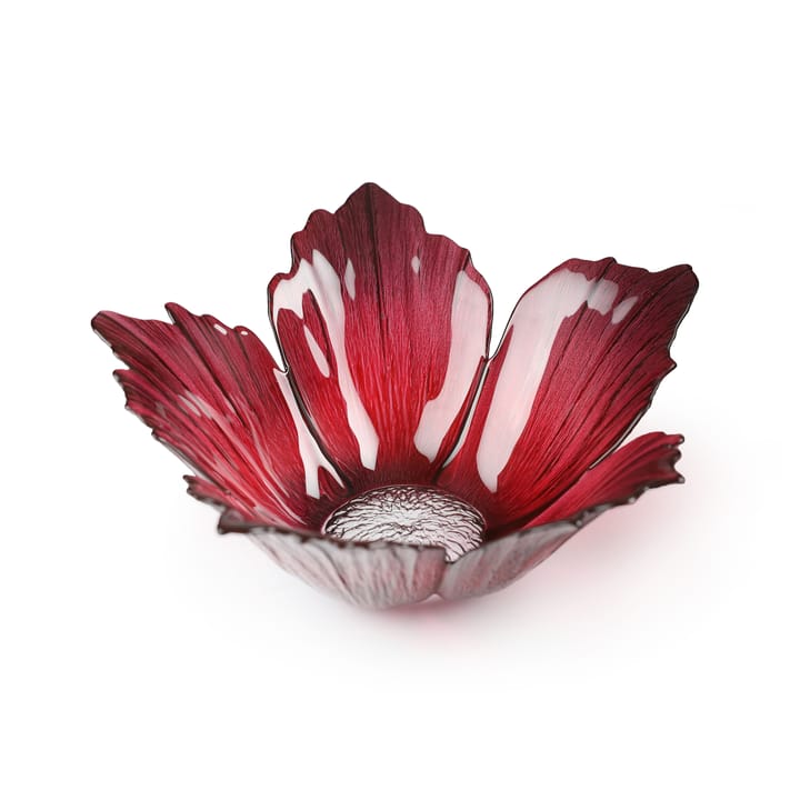 Ciotola in vetro Fleur rosso rosa - grande, Ø 23 cm - Målerås Glasbruk