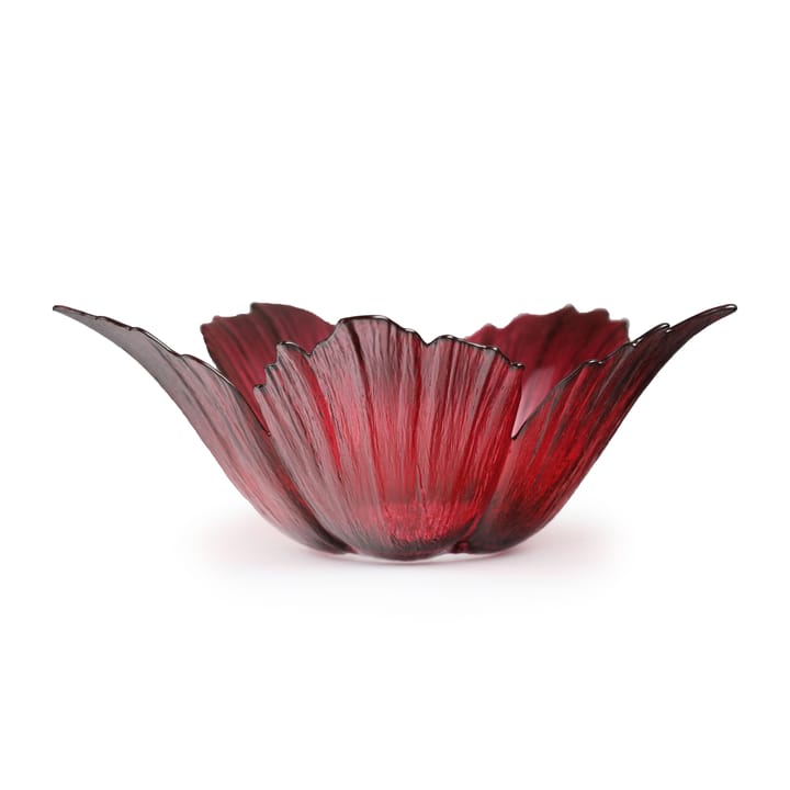 Ciotola in vetro Fleur rosso rosa - grande, Ø 23 cm - Målerås Glasbruk