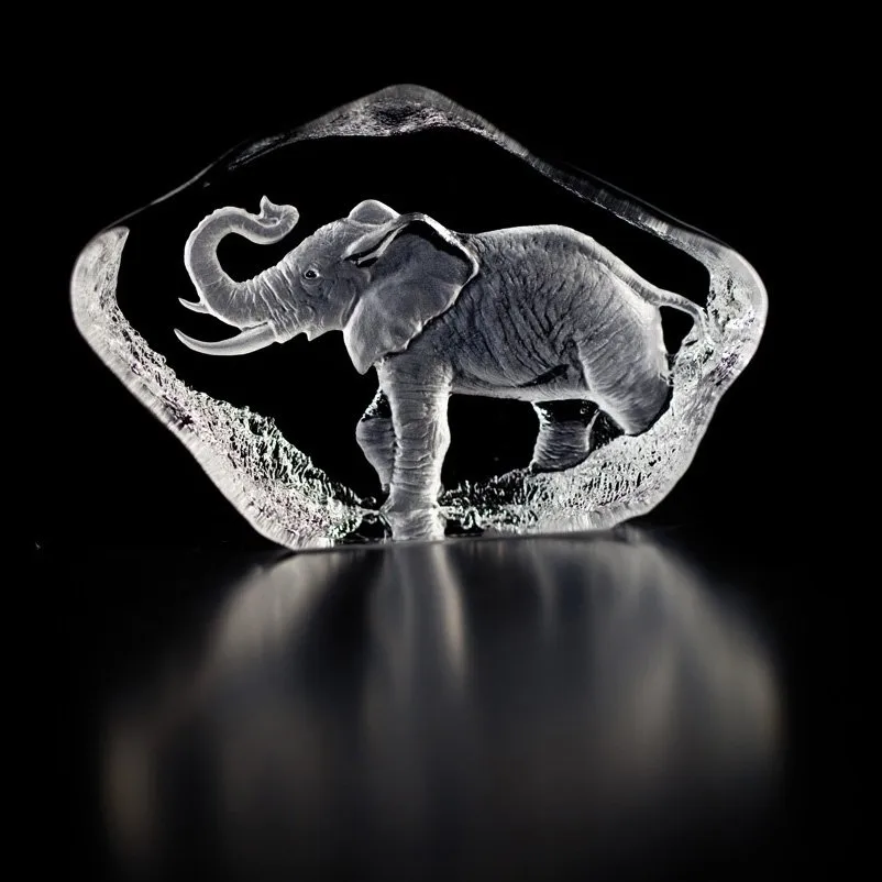 Scultura Wildlife Elephant , vetro Målerås Glasbruk