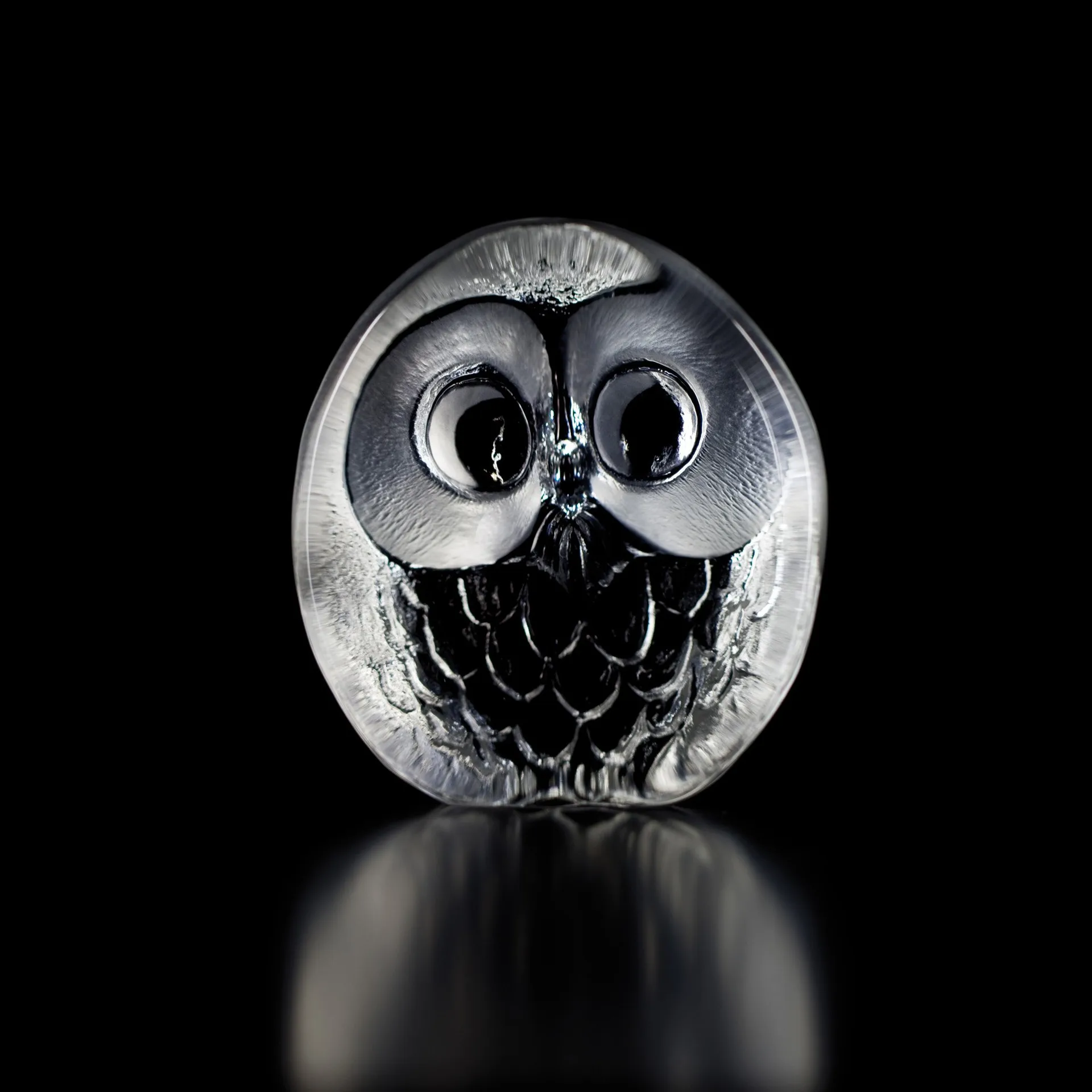 Scultura Wildlife Owl , trasparente Målerås Glasbruk