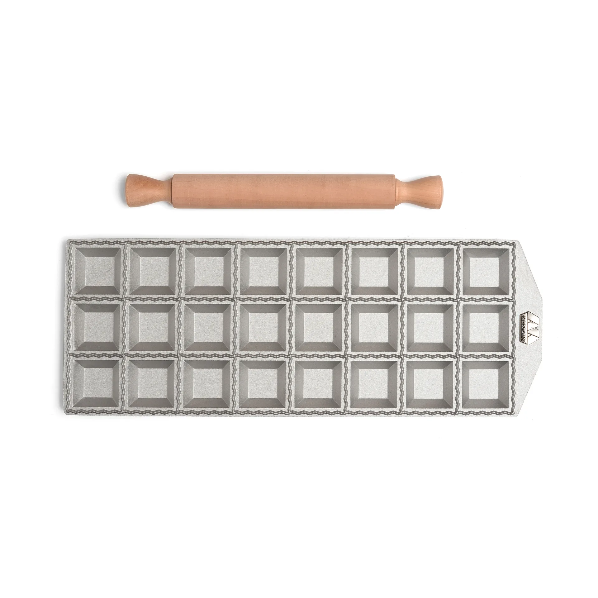Stampo ravioli incluso roller per ravioli quadrati Marcato, 24 pz Marcato
