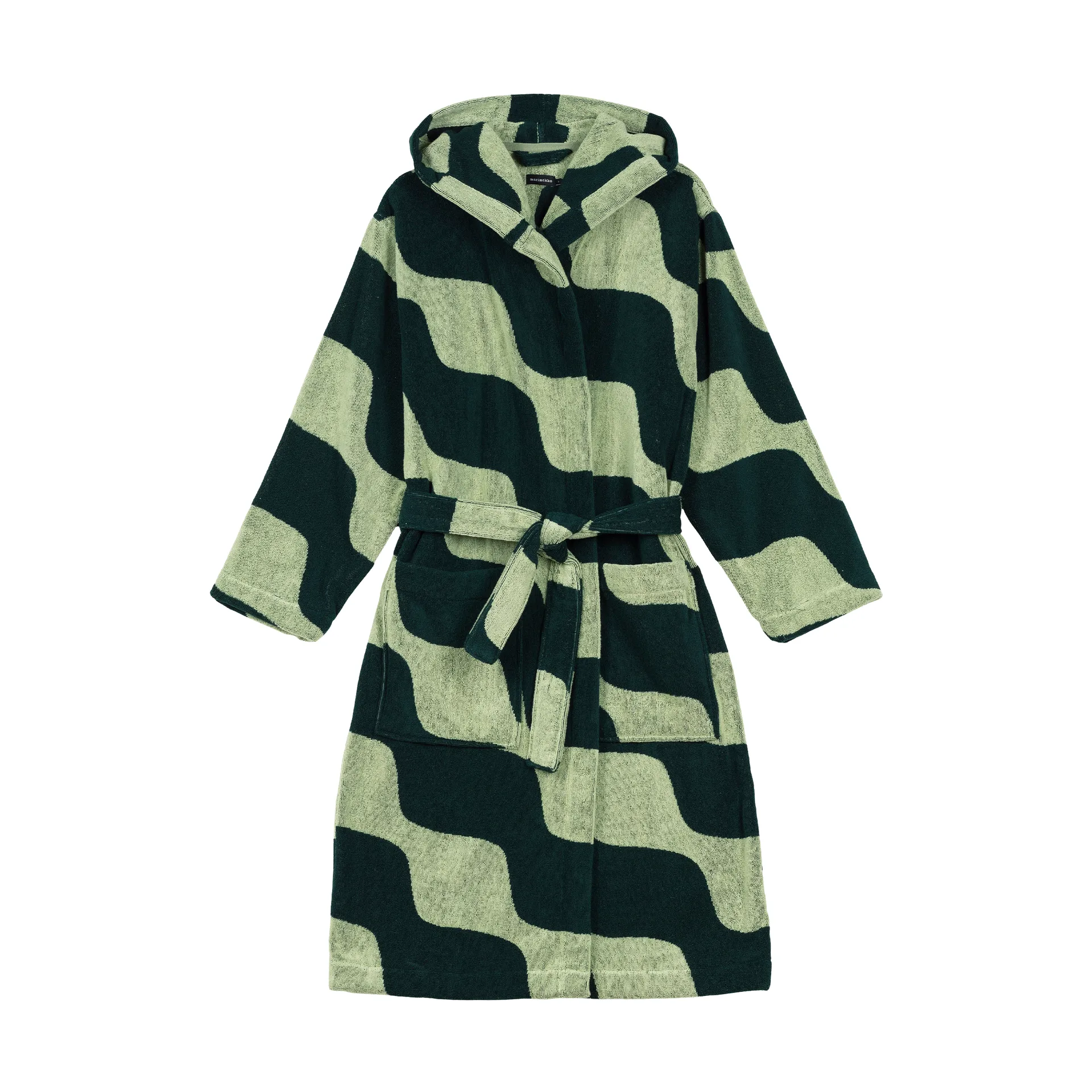 Accappatoio Marimekko Taifuuni cotone, Pear-dark green, M Marimekko