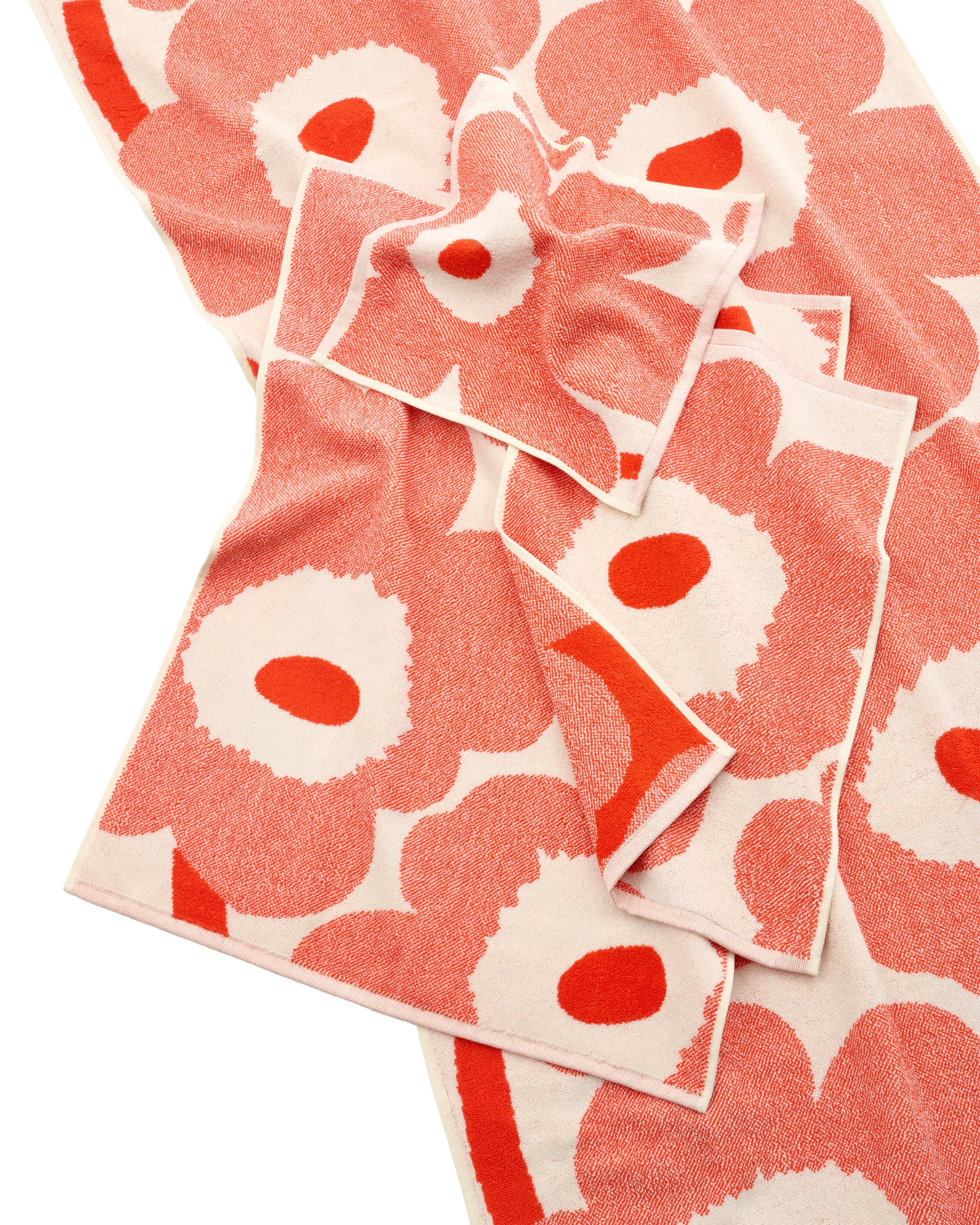 Asciugamano bagno Marimekko Unikko 70x150 cm, Off white-arancione rosso Marimekko
