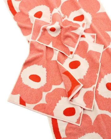 Asciugamano bagno Marimekko Unikko 70x150 cm - Off white-arancione rosso - Marimekko
