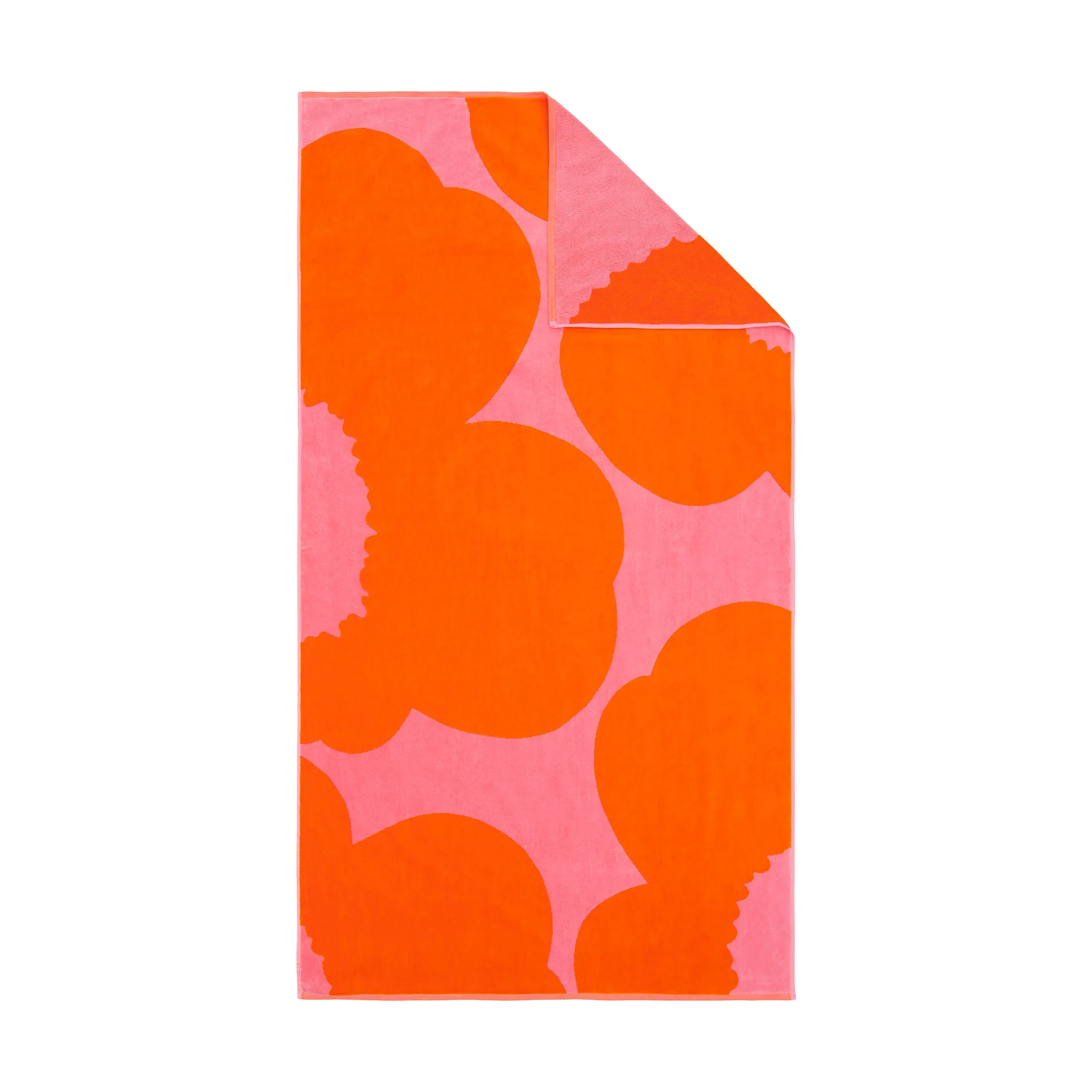 Asciugamano da bagno Iso Unikko, Rosa-arancione rosso, 100x180 cm Marimekko