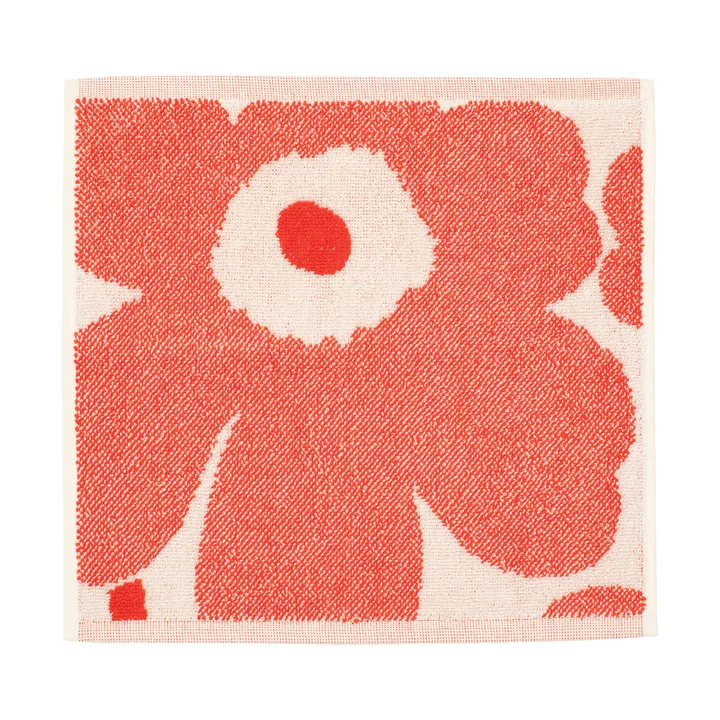 Asciugamano piccolo Marimekko Unikko 32x32 cm - Off white-orange red - Marimekko