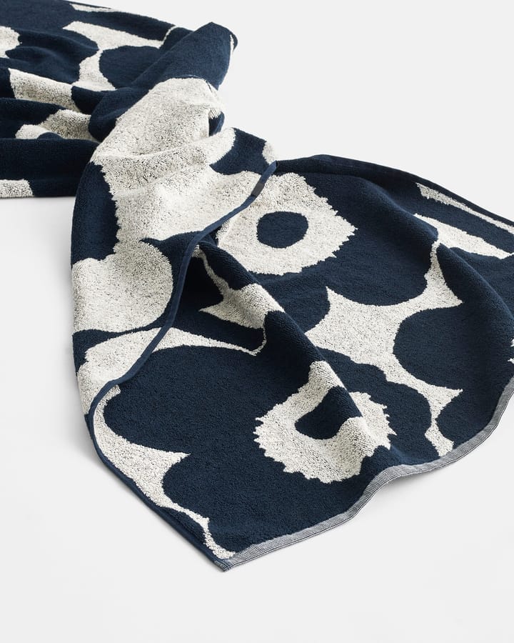 Asciugamano Unikko bianco naturale-blu scuro - 70x150 cm - Marimekko