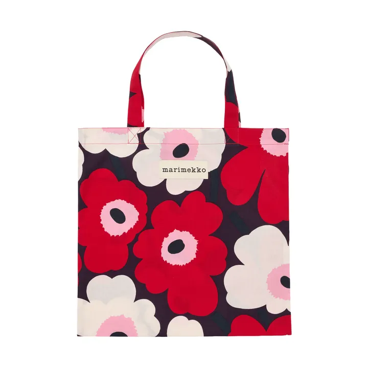 Borsa Marimekko Pieni Unikko 44x43 cm - Plum-cranberry-off white-rose - Marimekko