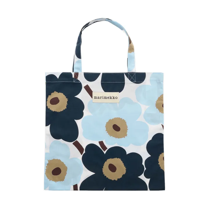 Borsa Marimekko Pieni Unikko 44x43 cm - White-blueberry-cold blue-dark brown - Marimekko