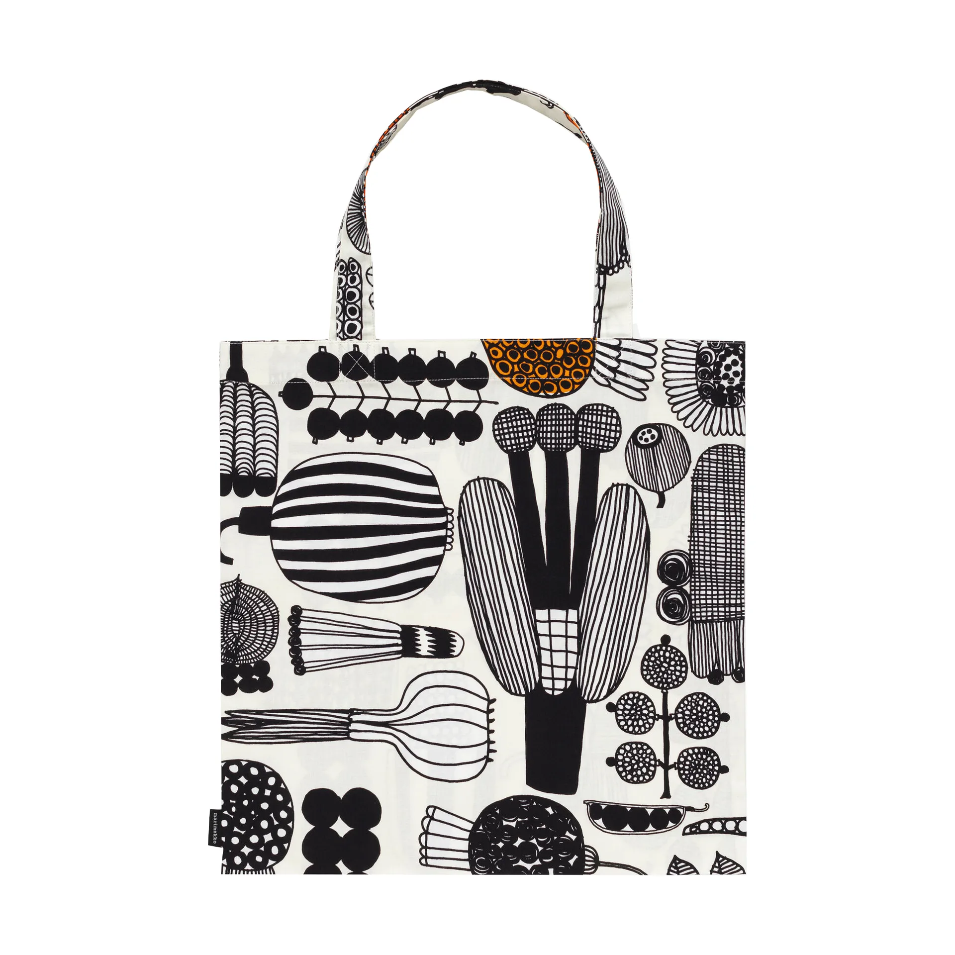 Borsa Puutarhurin parhaat 44x43 cm, Bianco-nero-Arancio Marimekko