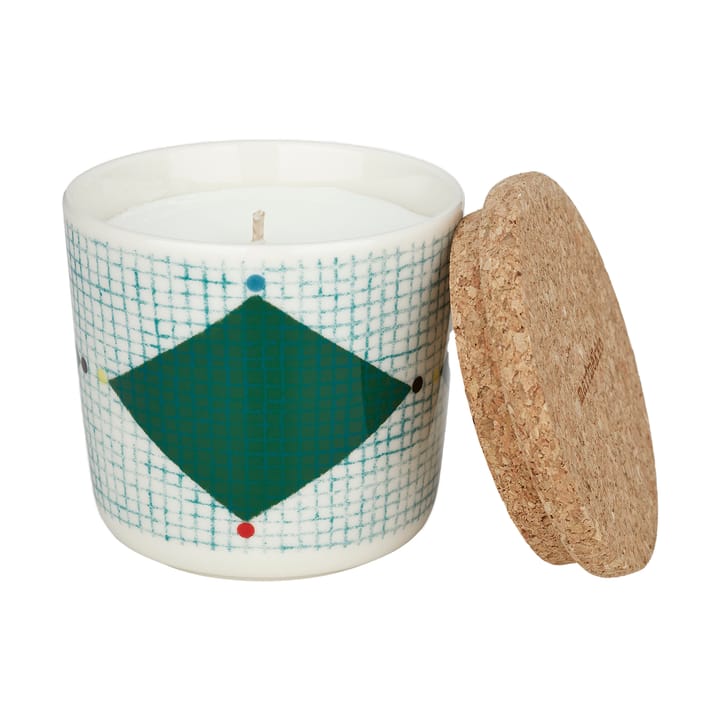 Candela profumata Losagne Ø7,5 cm, White-green-petrol blue-red Marimekko