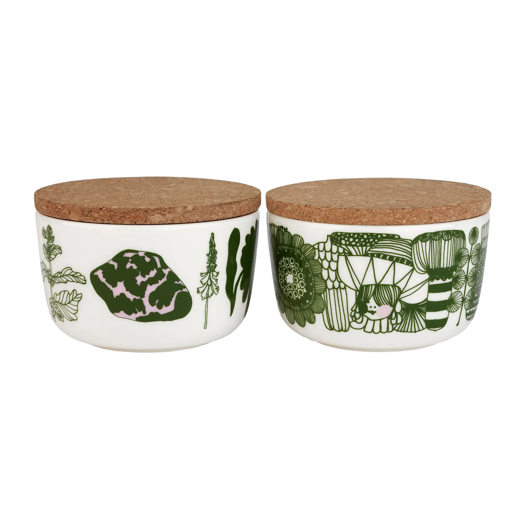 Ciotola Elokuun Varjot 2,5 dl confezione da 2, Bianco - verde - rosa Marimekko