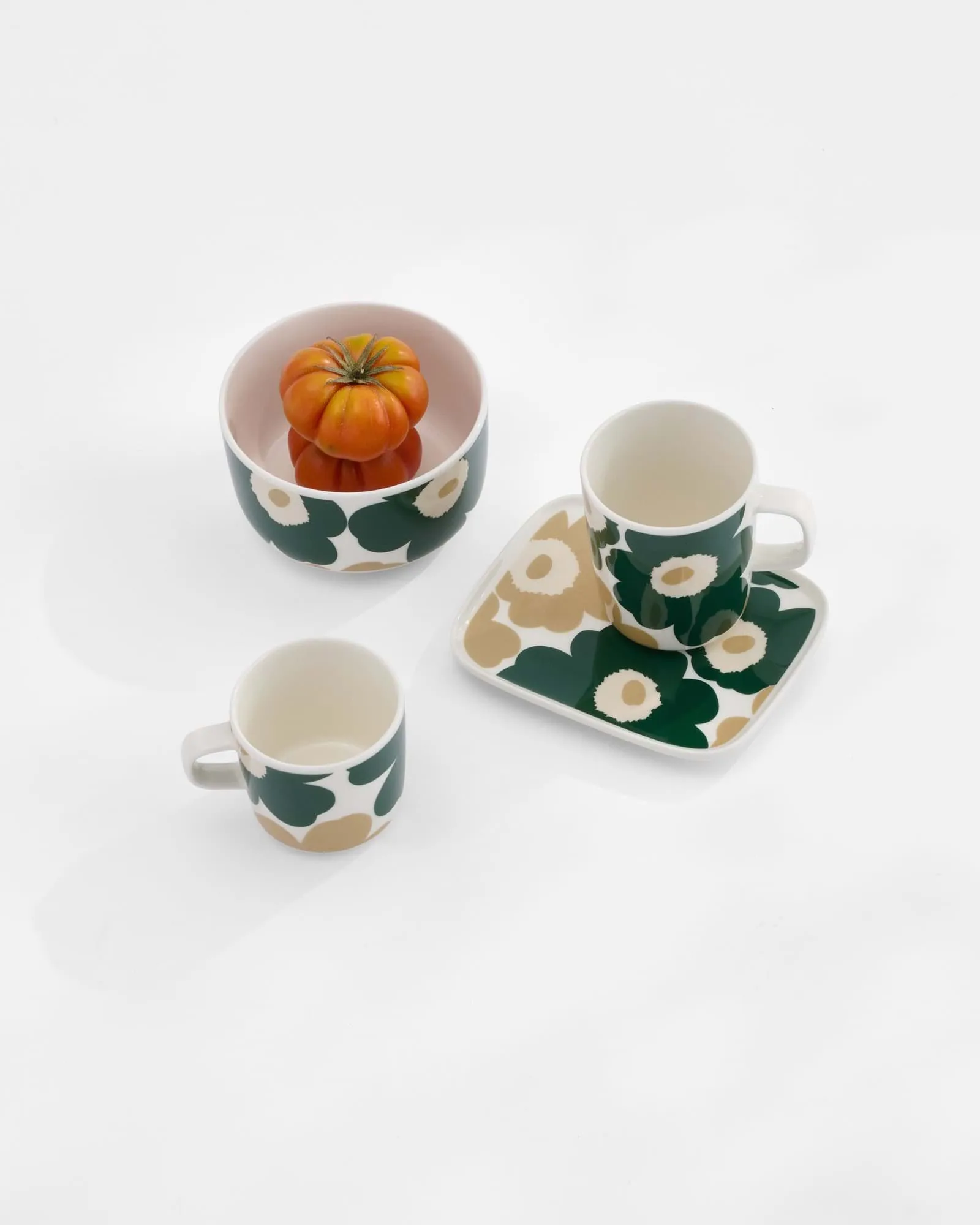 Ciotola Marimekko Unikko 5 dl, White-dark green-beige-light sand Marimekko