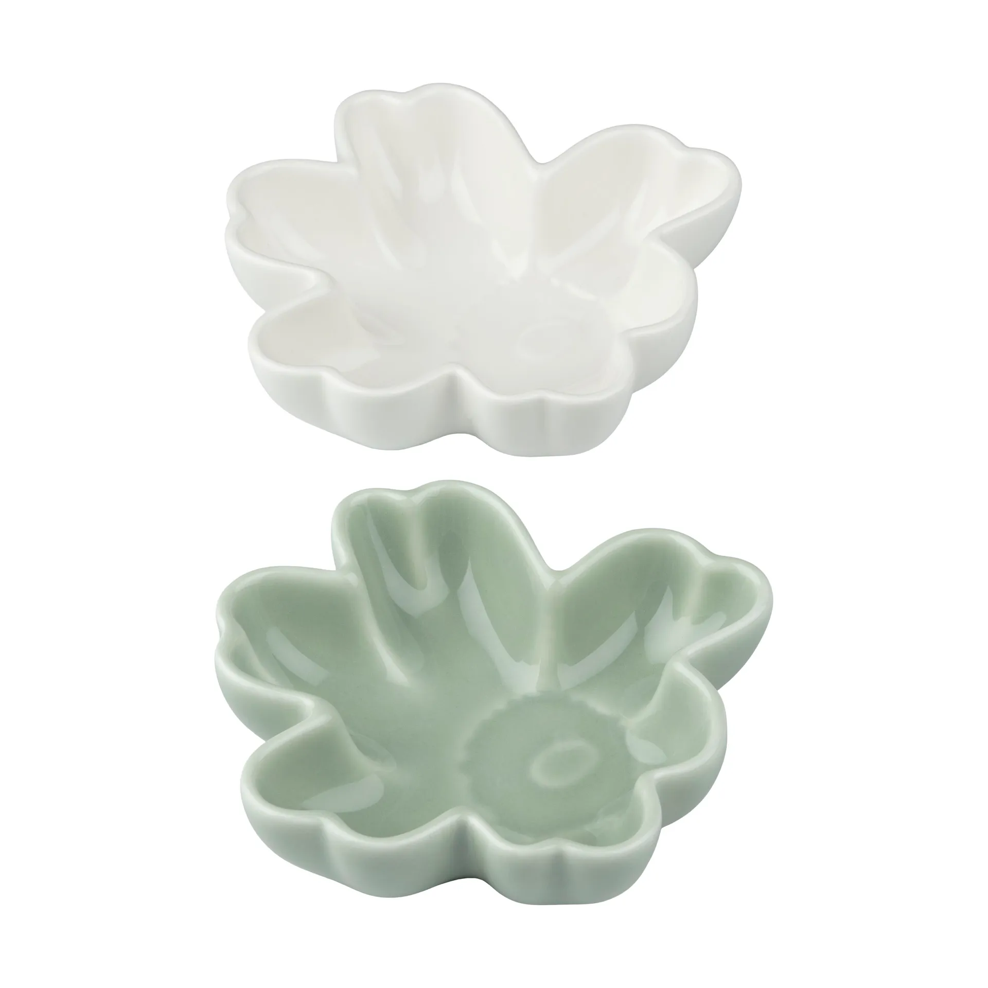 Ciotola Unikko Shape Ø11 cm 2 pezzi, Bianco-verde chiaro Marimekko
