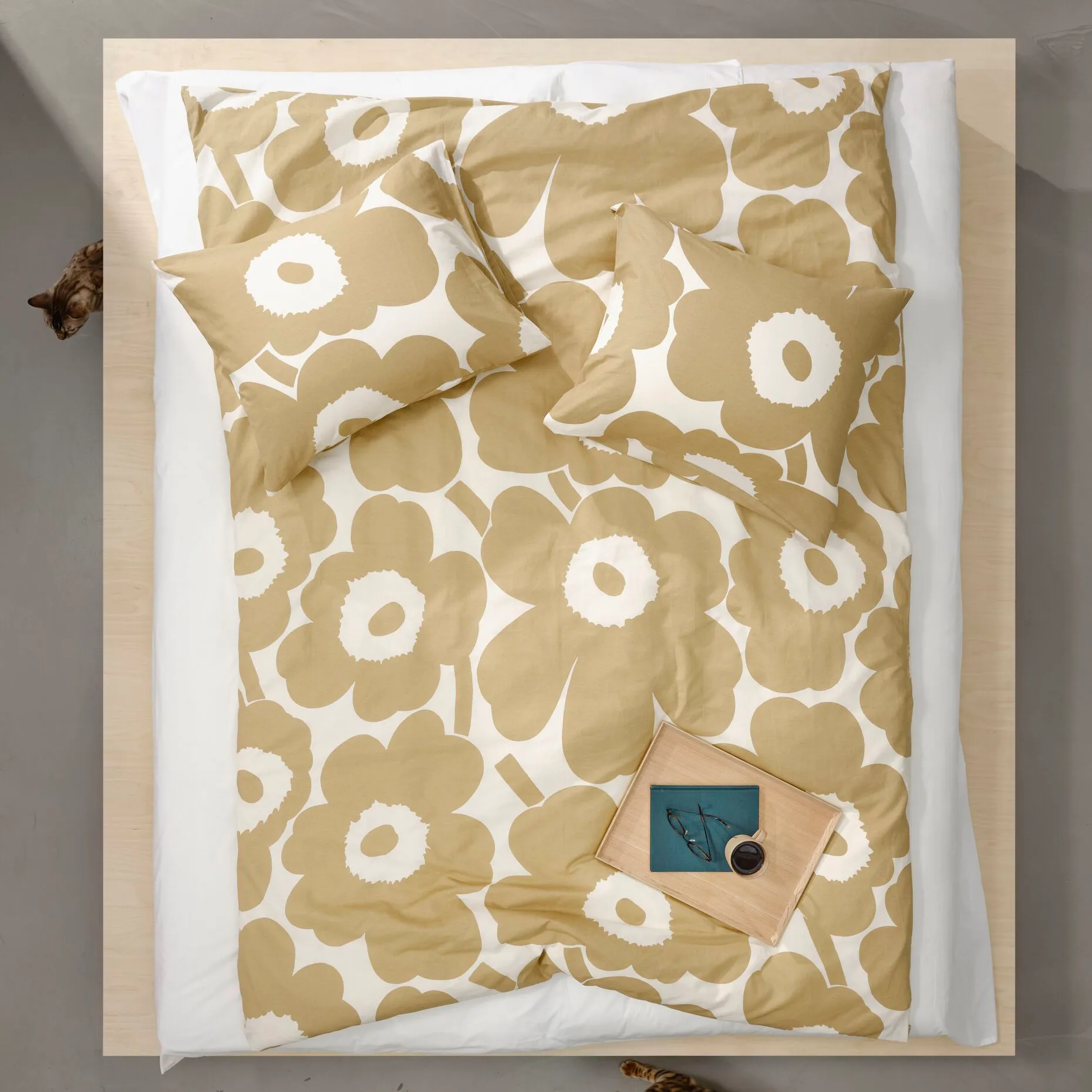 Copripiumino Unikko cotone-canapa 150x210 cm, Beige Marimekko