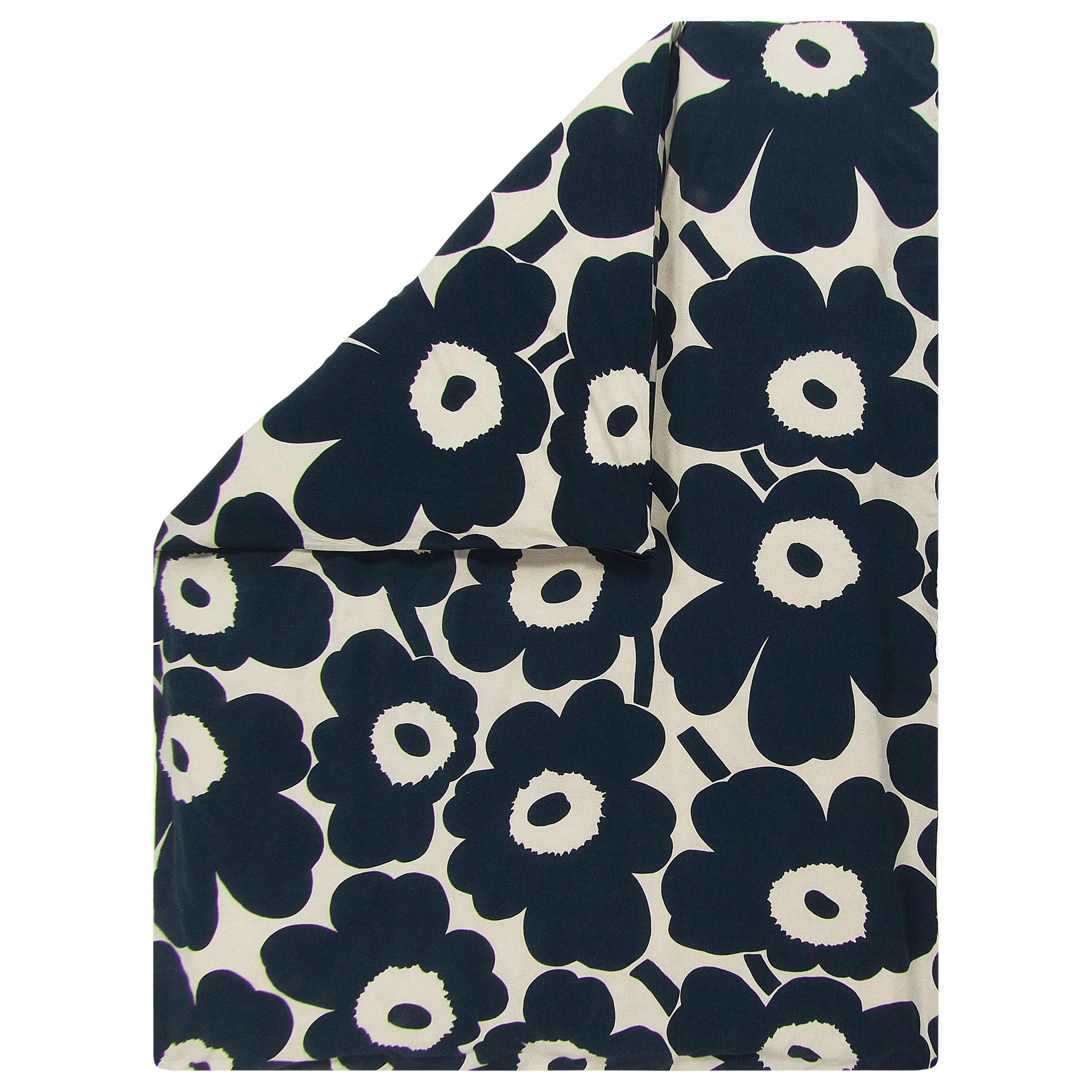Copripiumino Unikko cotone-lino 150x210 cm, natural white-dark blue Marimekko