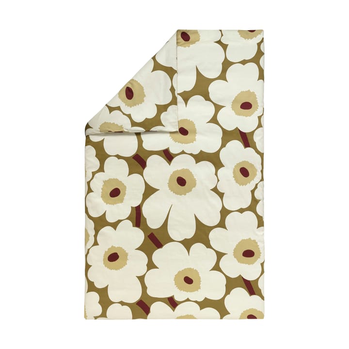 Copripiumino Unikko in raso 150x210 cm - Green umber-cream - Marimekko