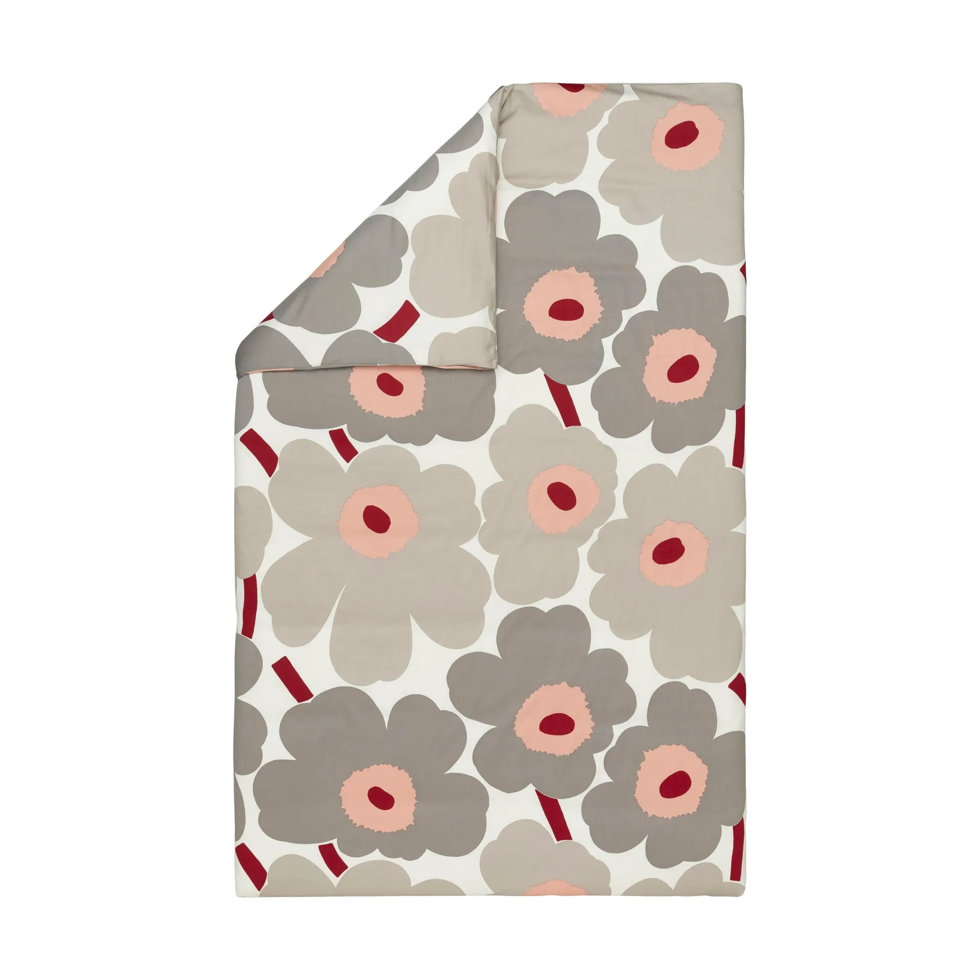 Copripiumino Unikko in raso 150x210 cm, Off white-warm grey-pink Marimekko