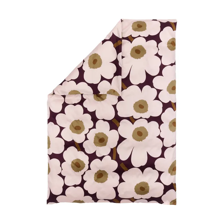 Copripiumino Unikko in raso 150x210 cm - Plum-pink-elmwood-toffee - Marimekko