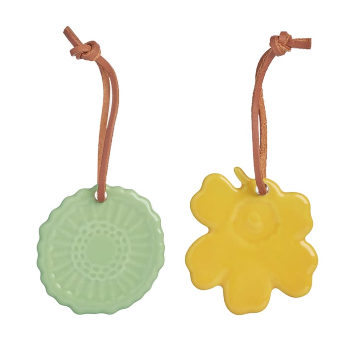 Decorazione pasquale Unikko Siirtolapuutarha, confezione da 2, Giallo-menta Marimekko