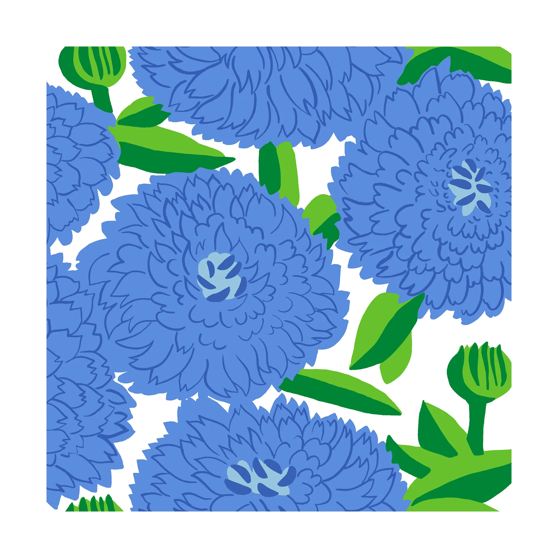 Fazzoletto Primavera 33x33 cm confezione da 20, Blu Marimekko
