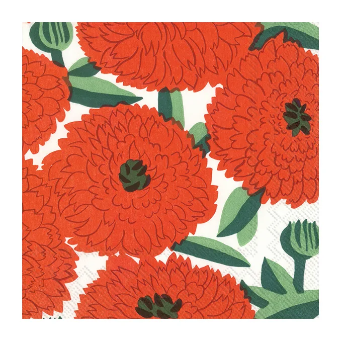Fazzoletto Primavera 33x33 cm confezione da 20, Rosso Marimekko