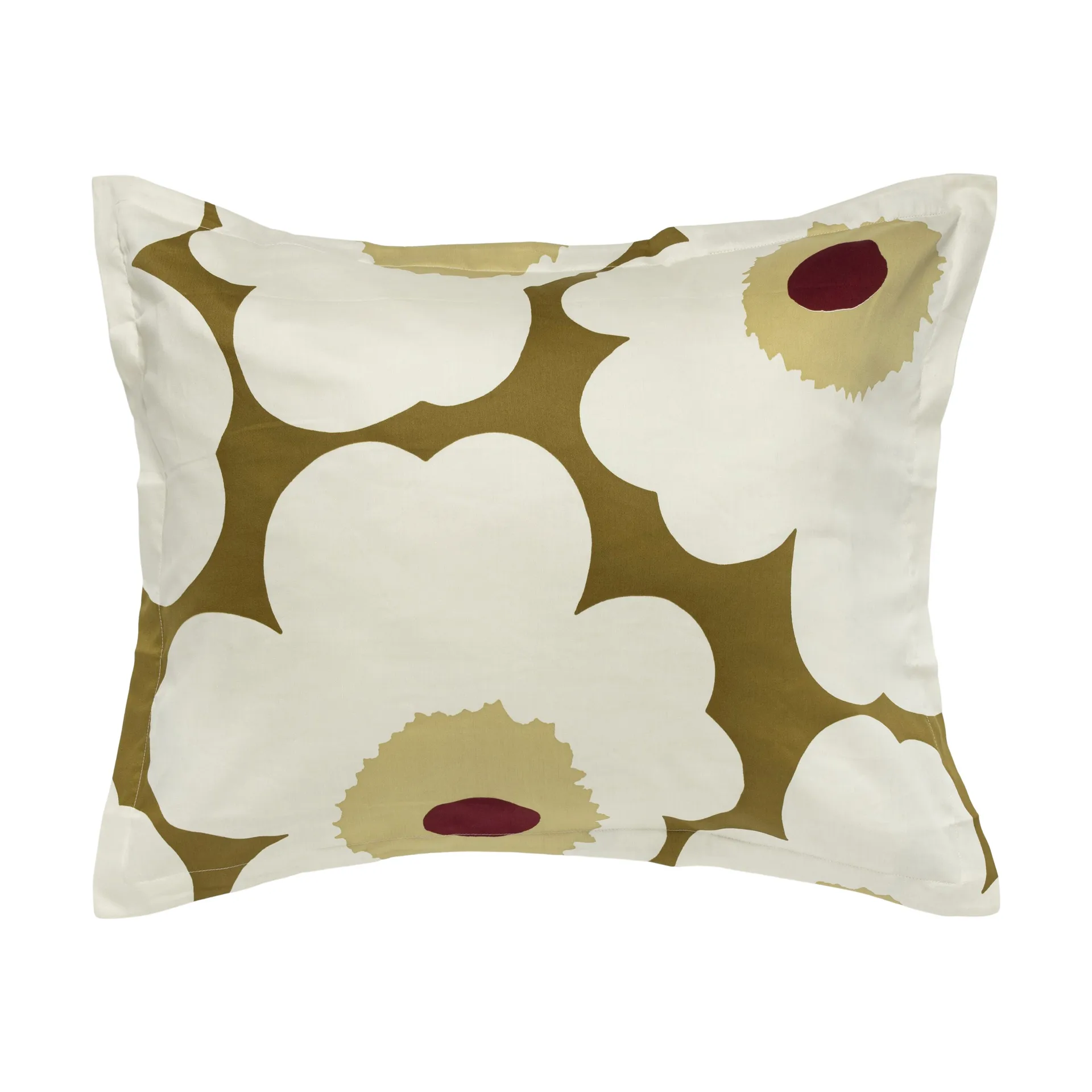 Federa Unikko in raso 50x60 cm, Green umber-cream Marimekko