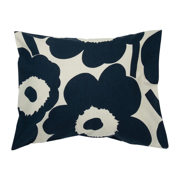 Federa Unikko orlo in cotone 50x60 cm - natural white-dark blue - Marimekko