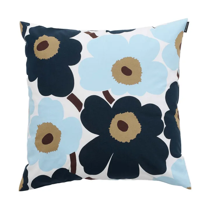 Fodera per cuscino Pieni Unikko 50x50 cm - White-blueberry-cold blue-dark brown - Marimekko
