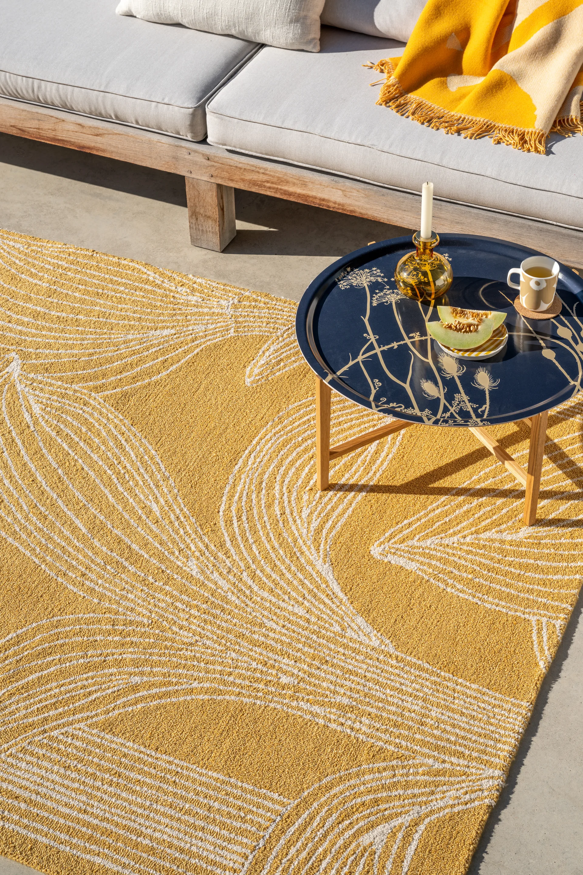 I fiori sbocciano opaco outdoor, Straw, 250x350 cm Marimekko