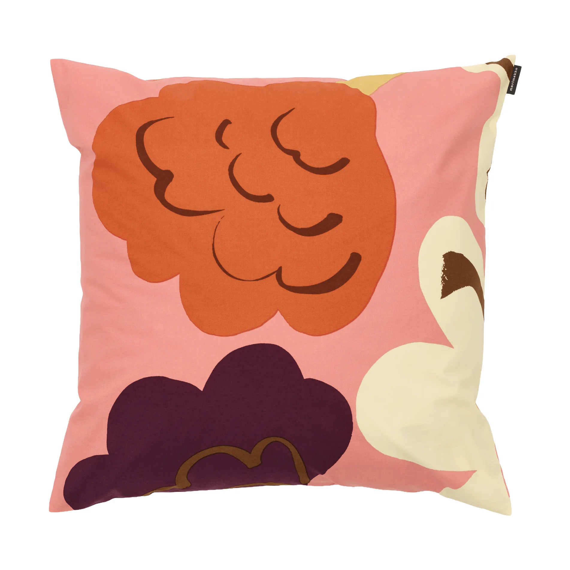 Kukasta Kukkaan federa per cuscino, Pink-off white-plum-terracotta, 50x50 cm Marimekko