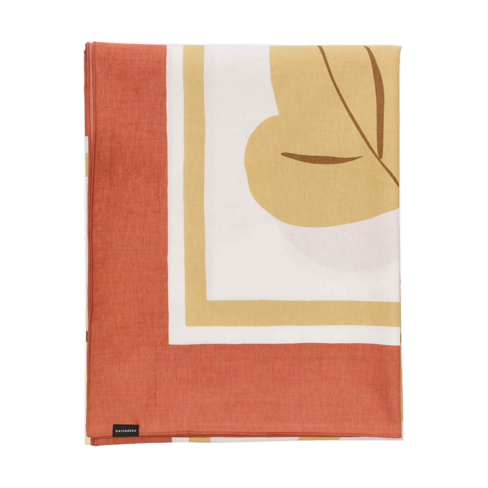 Kukasta Kukkaan panca, White-terrac-ochre-plum, 140x140 cm Marimekko