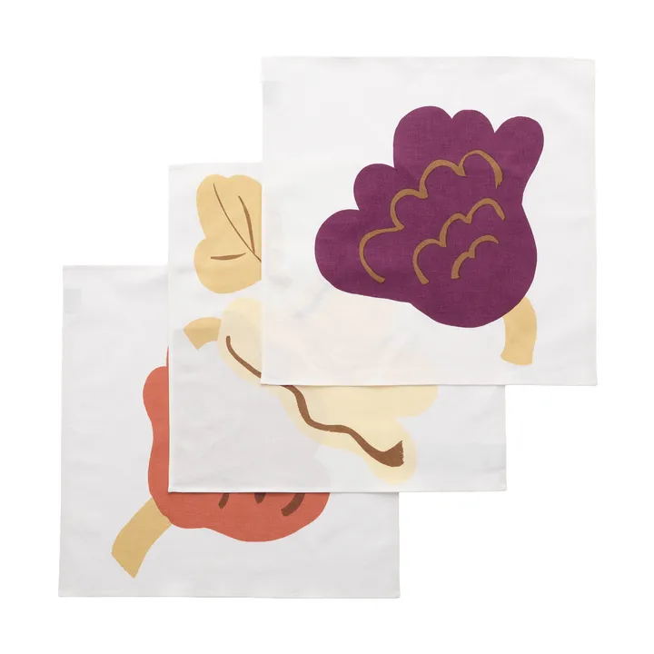 Kukasta Kukkaan tovagliolo in tessuto - White-plum-terrac-ochre, 3 pezzi - Marimekko