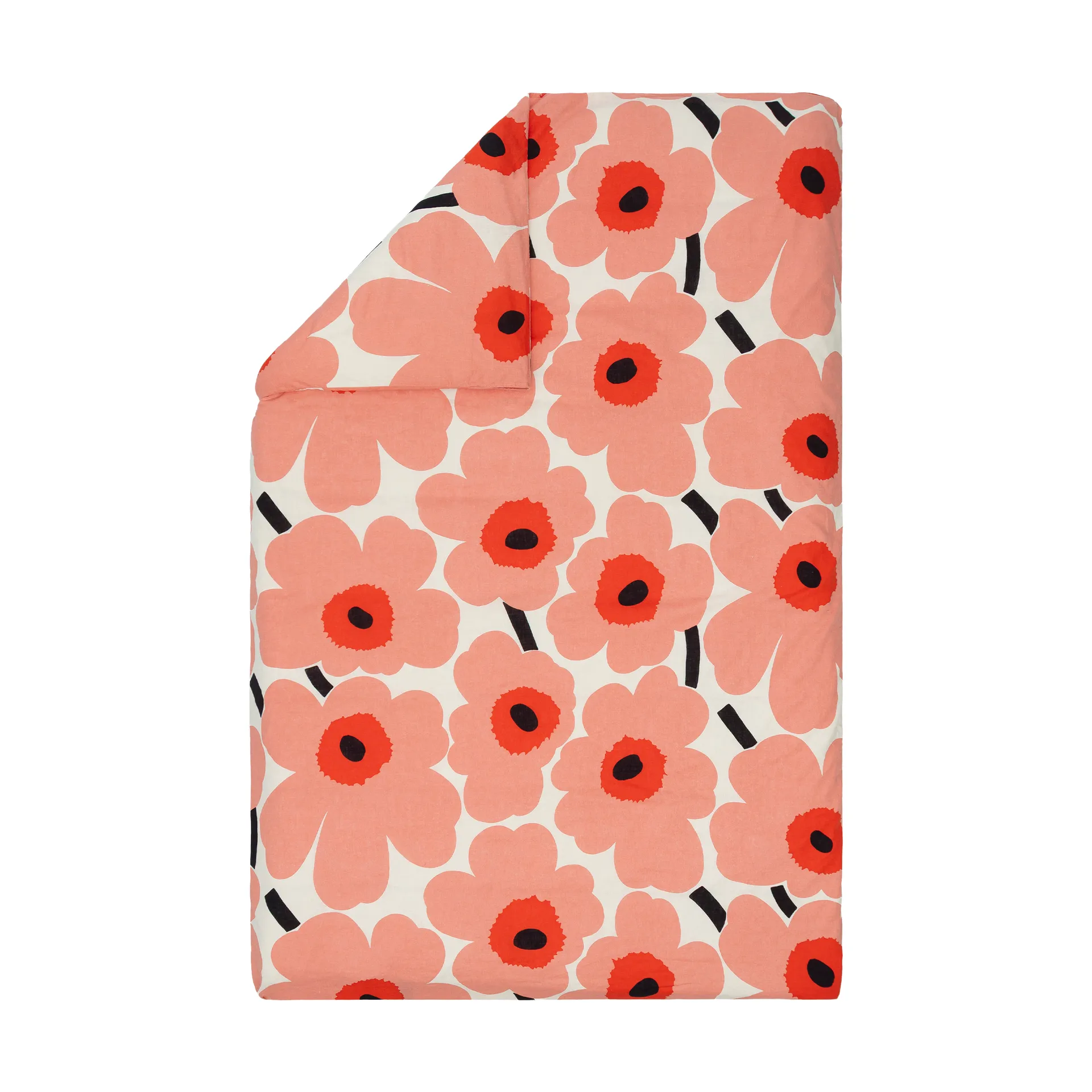 Lenzuolo Marimekko Unikko 150x210 cm, Off white-coral-orange red-charcoal Marimekko