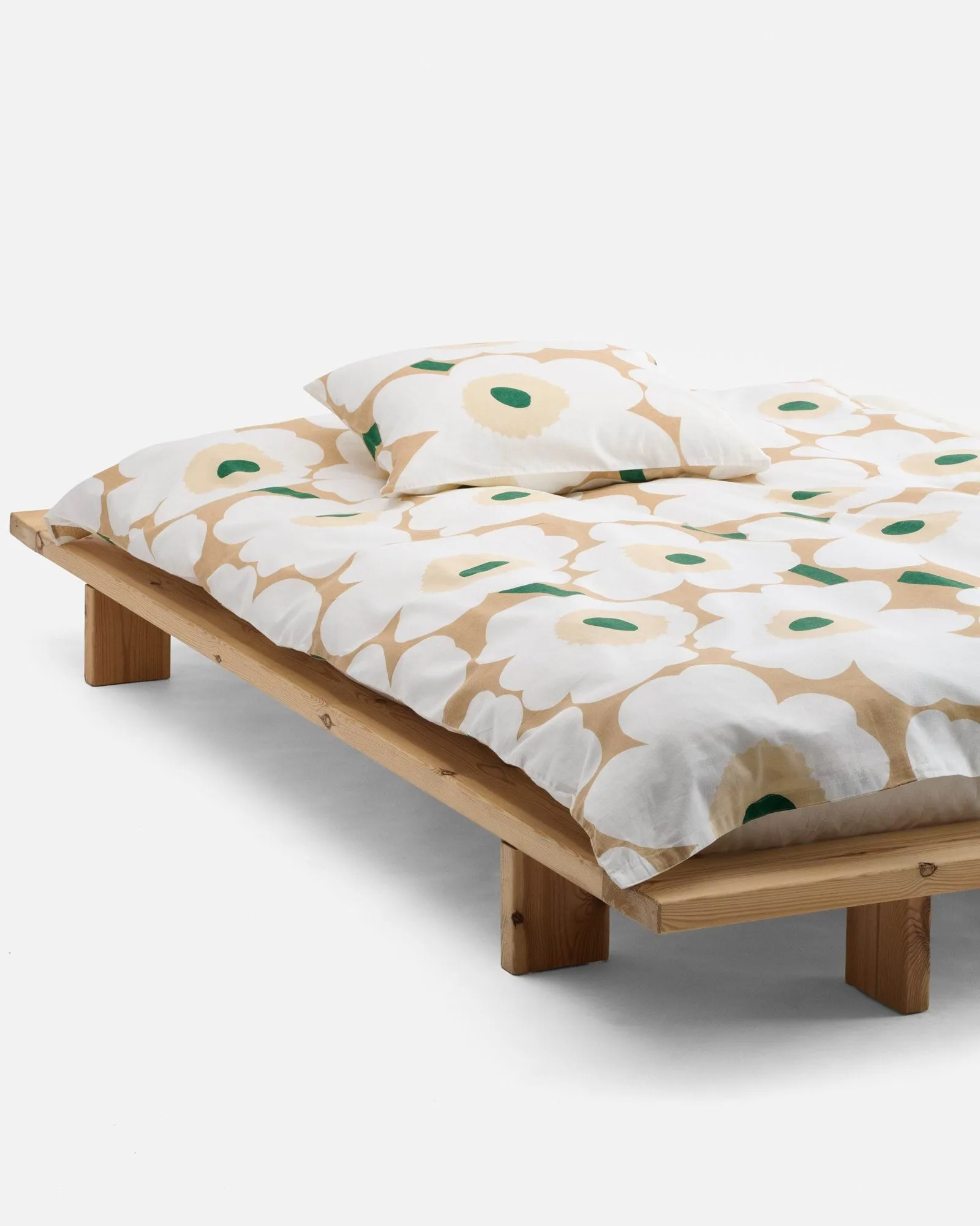 Lenzuolo Marimekko Unikko 150x210 cm, Sand-off white-hay-emerald Marimekko
