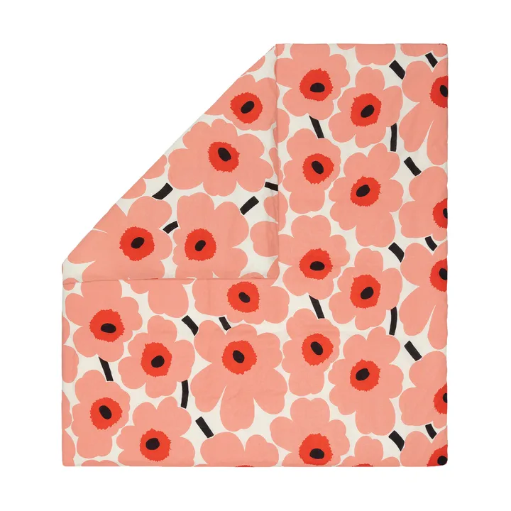 Lenzuolo Marimekko Unikko 220x240 cm - Off white-coral-orange red-charcoal - Marimekko
