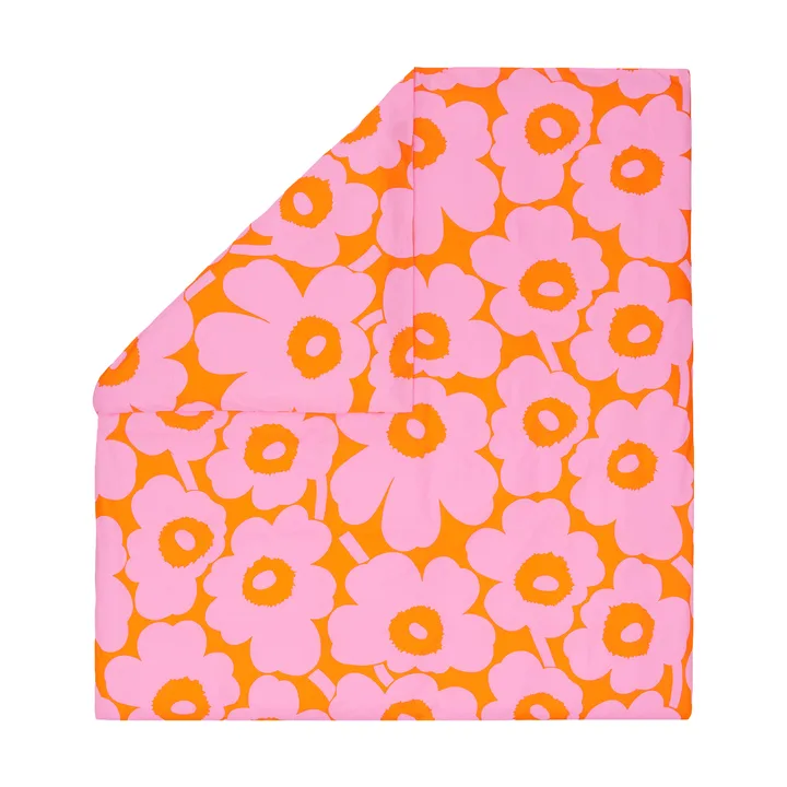 Lenzuolo Marimekko Unikko 220x240 cm - Orange-rosa - Marimekko