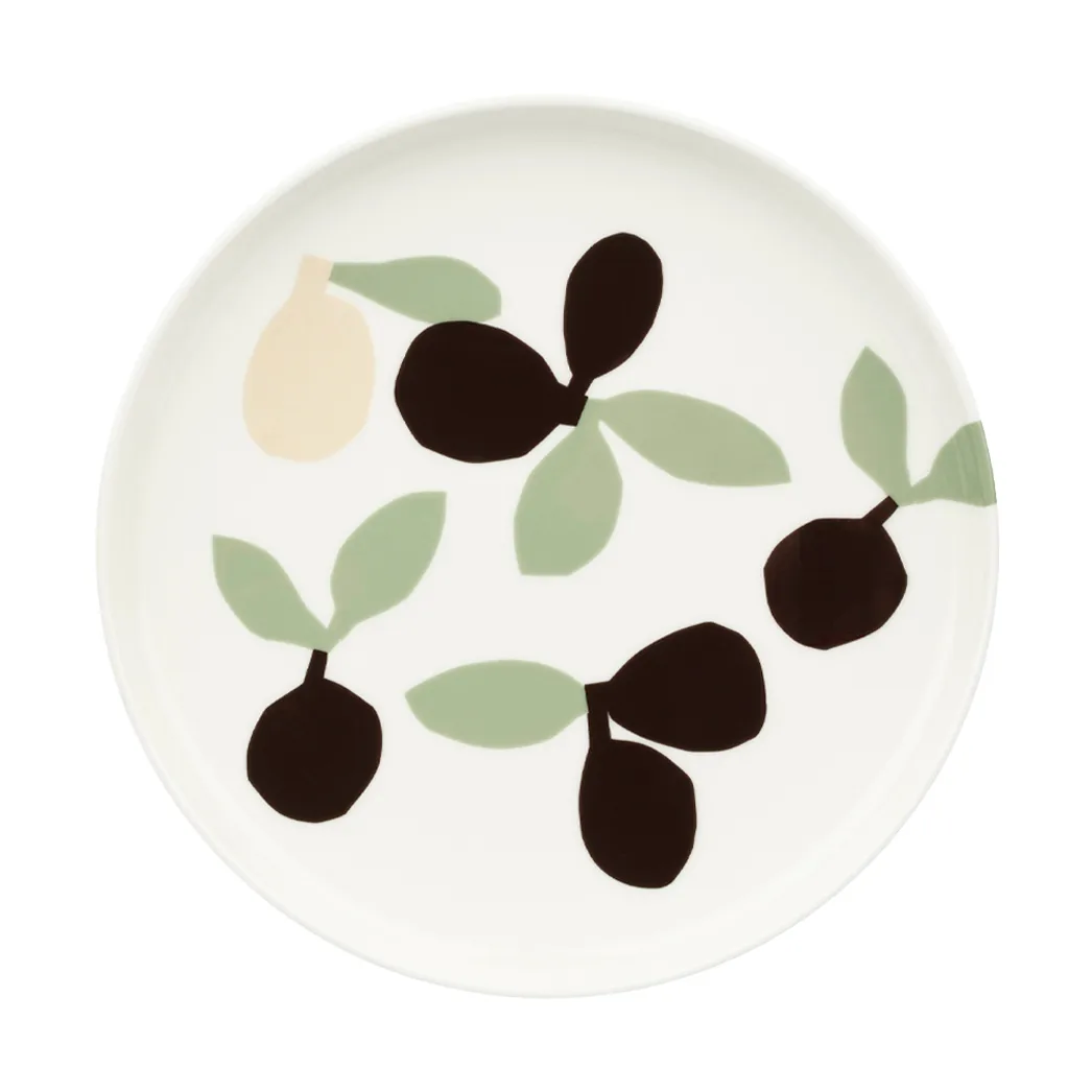 Omppo piattino, Bianco, sage, nero, marrone, lino, 20 cm Marimekko