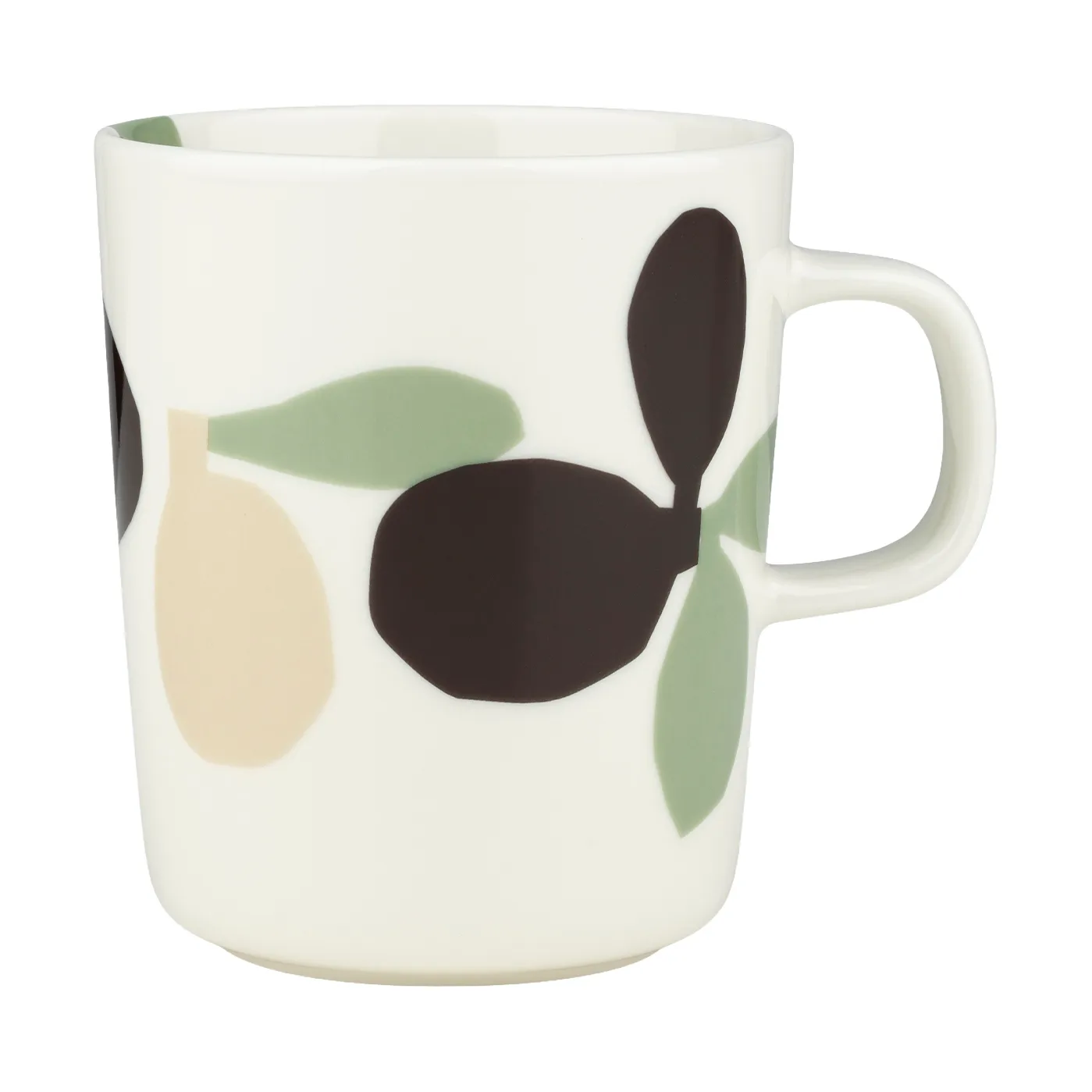 Omppo tazza, Bianco, salvia, marrone nero, lino, 2,5 dl Marimekko