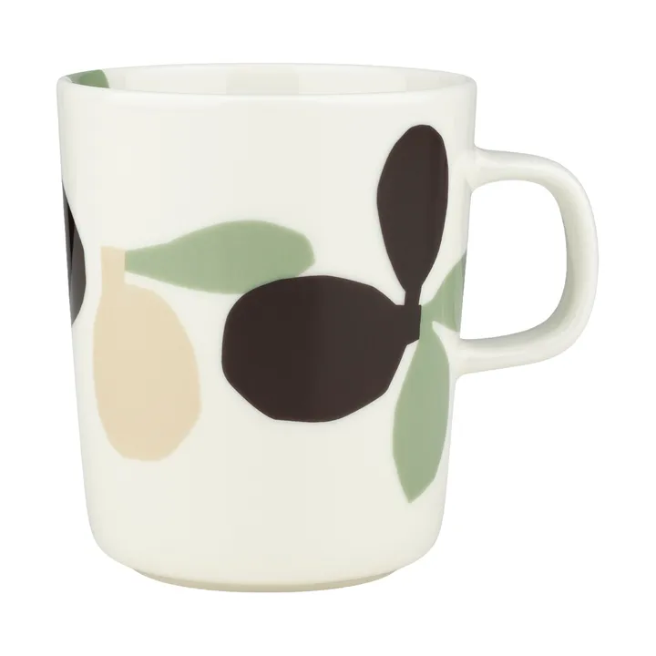 Omppo tazza - Bianco, salvia, marrone nero, lino, 2,5 dl - Marimekko