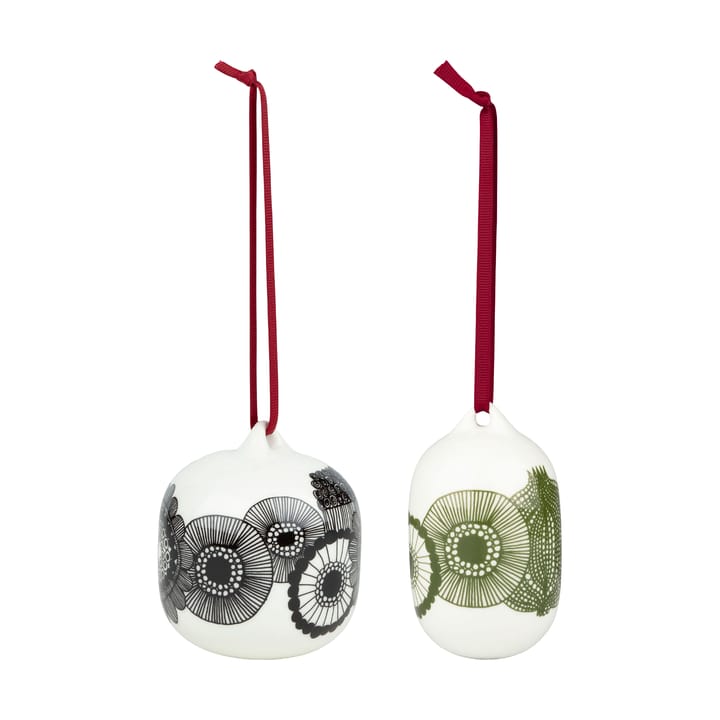 Palline di Natale 2025 Siirtolapuutarha 2 pezzi - Bianco-nero-verde - Marimekko