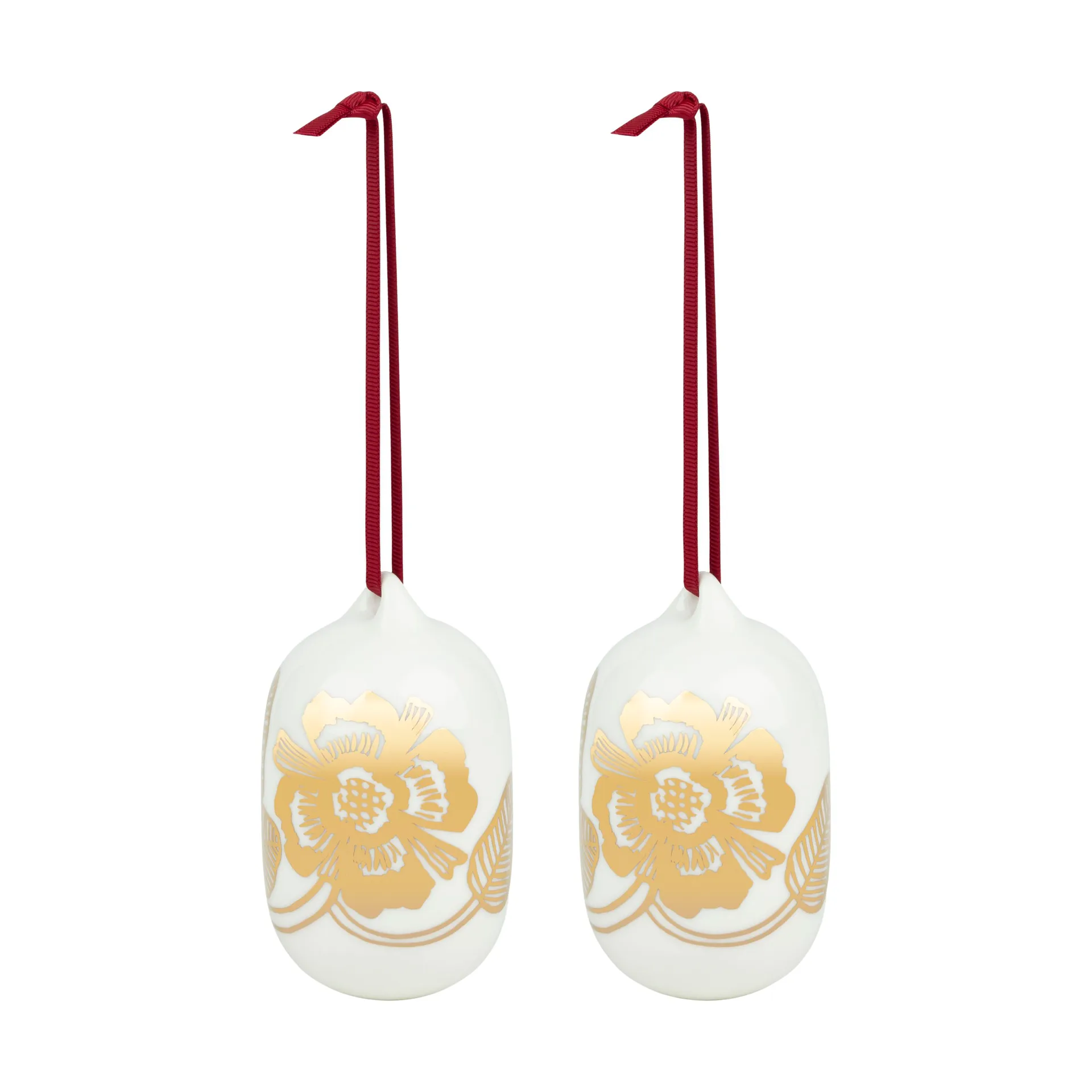 Palline di Natale 2025 Tiara 6x9 cm, Bianco-oro Marimekko